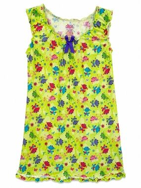 Circo Girls XL Frog Print Lime Green Sleeveless Sleepwear Nightgown